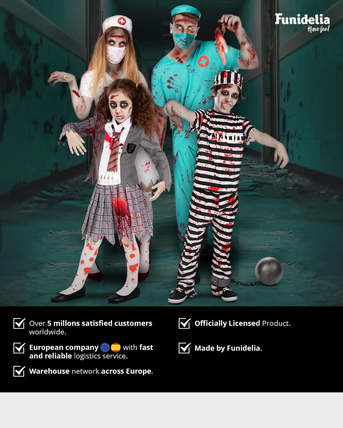Funidelia Costume Infermiera Zombie Bambina 3-4 Anni