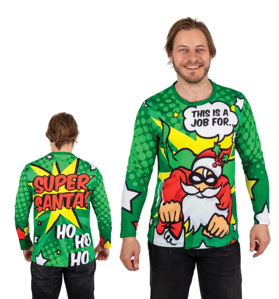P'tit Clown maglietta Natale Super Babbo Natale verde L-XL