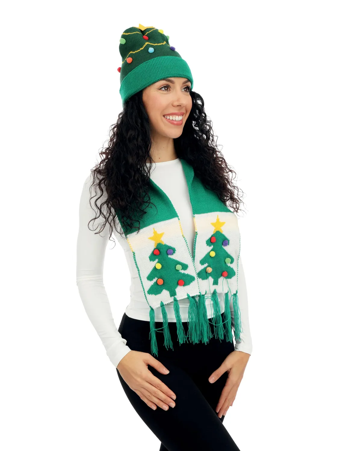P'tit Clown set natale cappello e sciarpa adulto nero ghirlanda