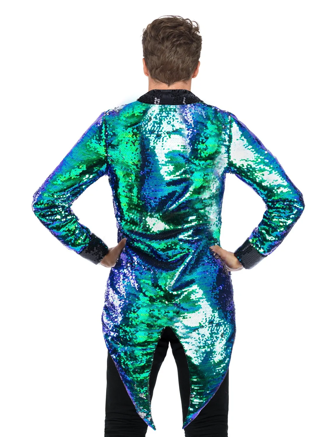 Smiffys Giacca Frac Paillettes Blu Verde Unisex Cangiante