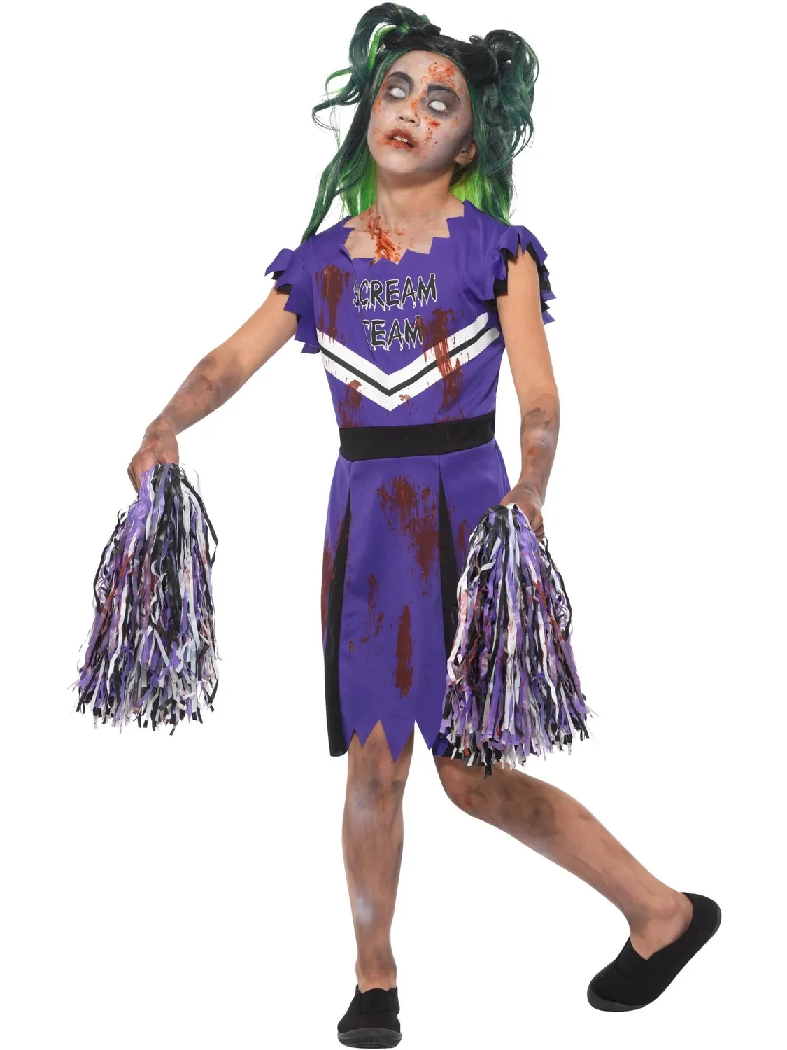 Smiffys Dark Cheerleader costume bambina nero viola 7-9 anni