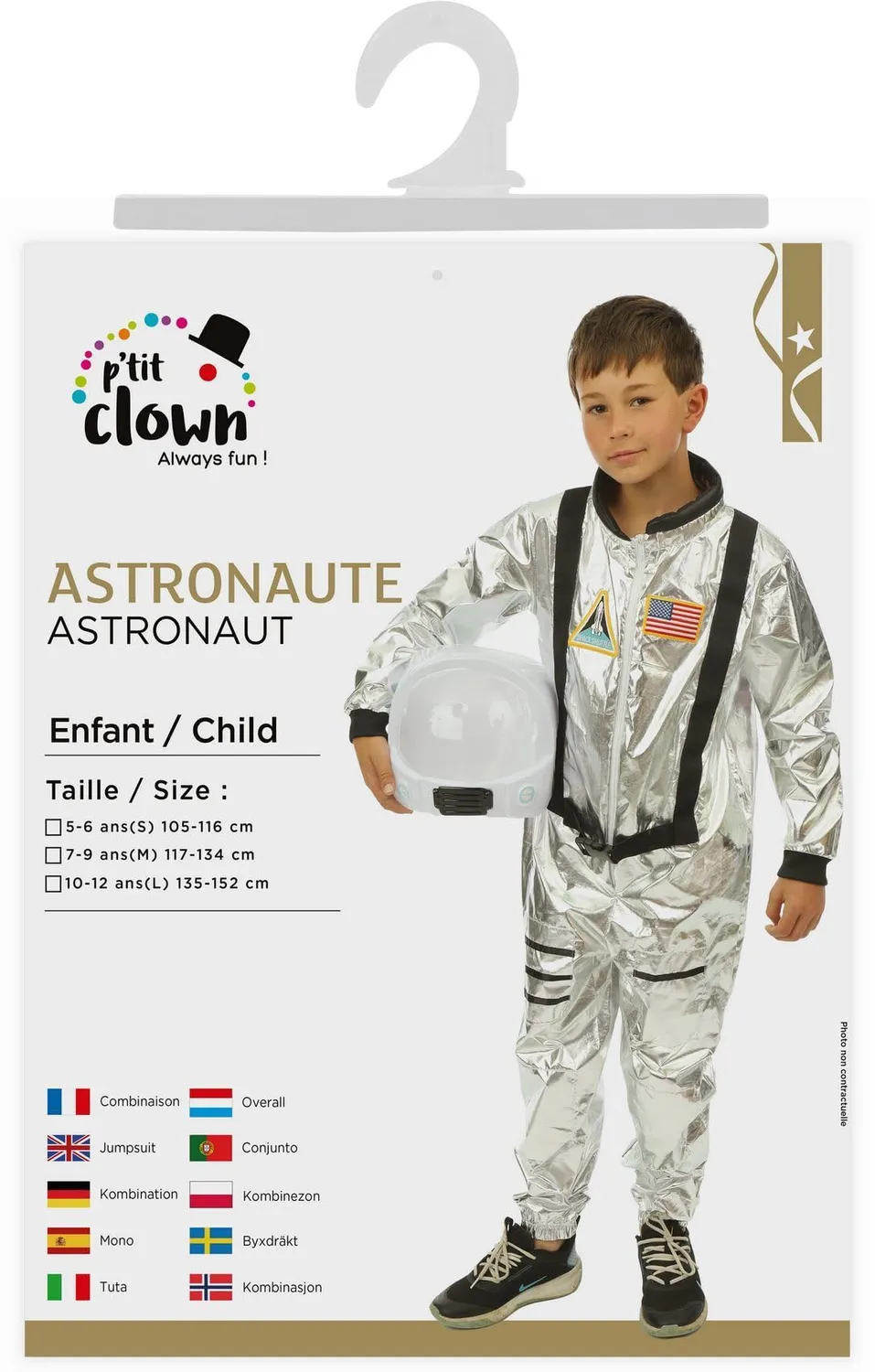 P'tit Clown 23971 costume astronauta argento 10/12 anni