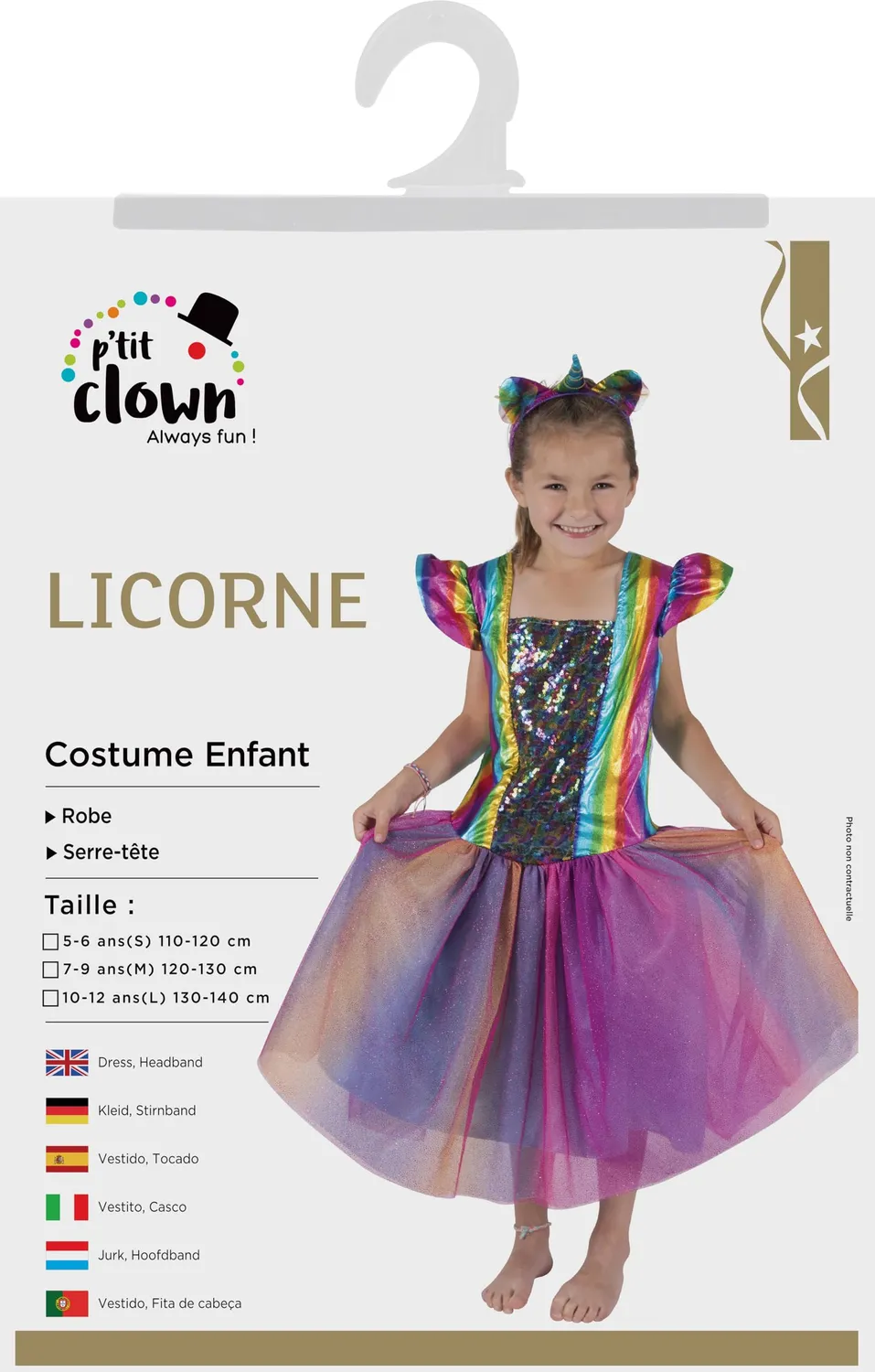 P'tit Clown Unicorno Costume Bambina 10-12 Anni Rosa
