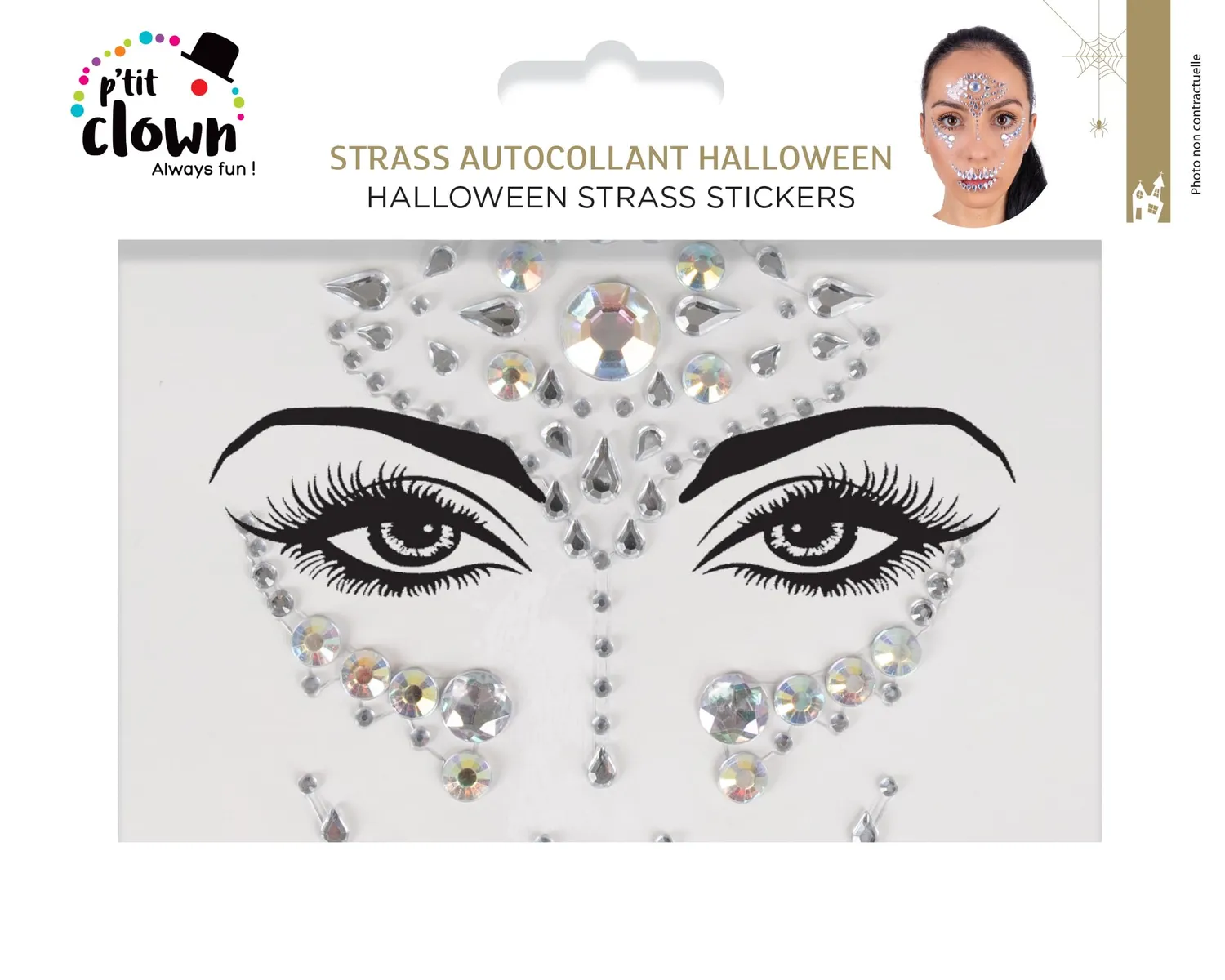 P'tit Clown Halloween III strass adesivi viso modello casuale