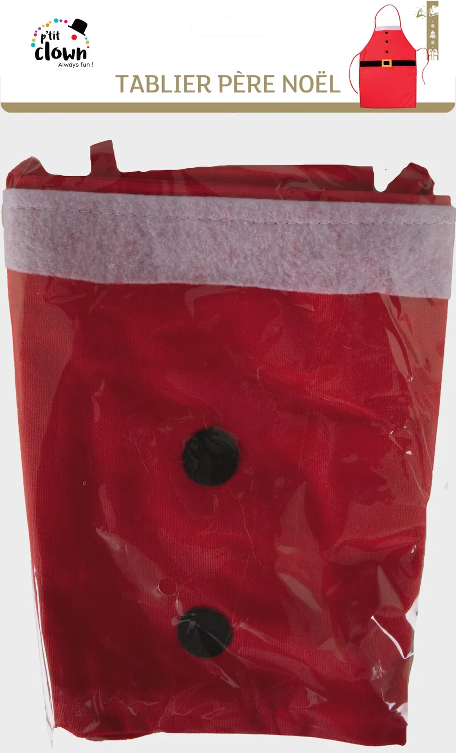 P'tit Clown RE22369 grembiule Babbo Natale taglia unica