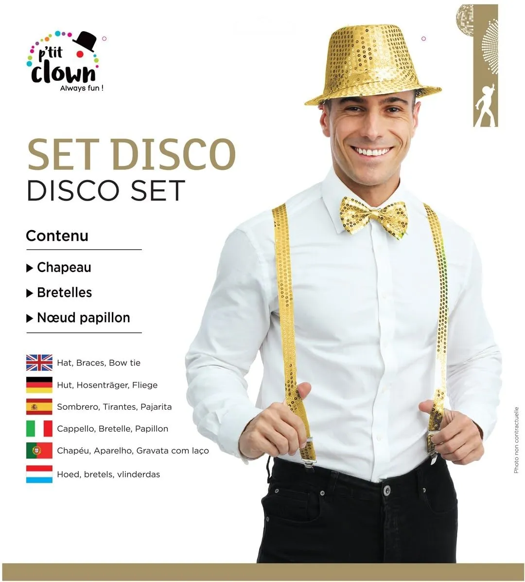 P'tit Clown 66679 costume disco paillettes oro
