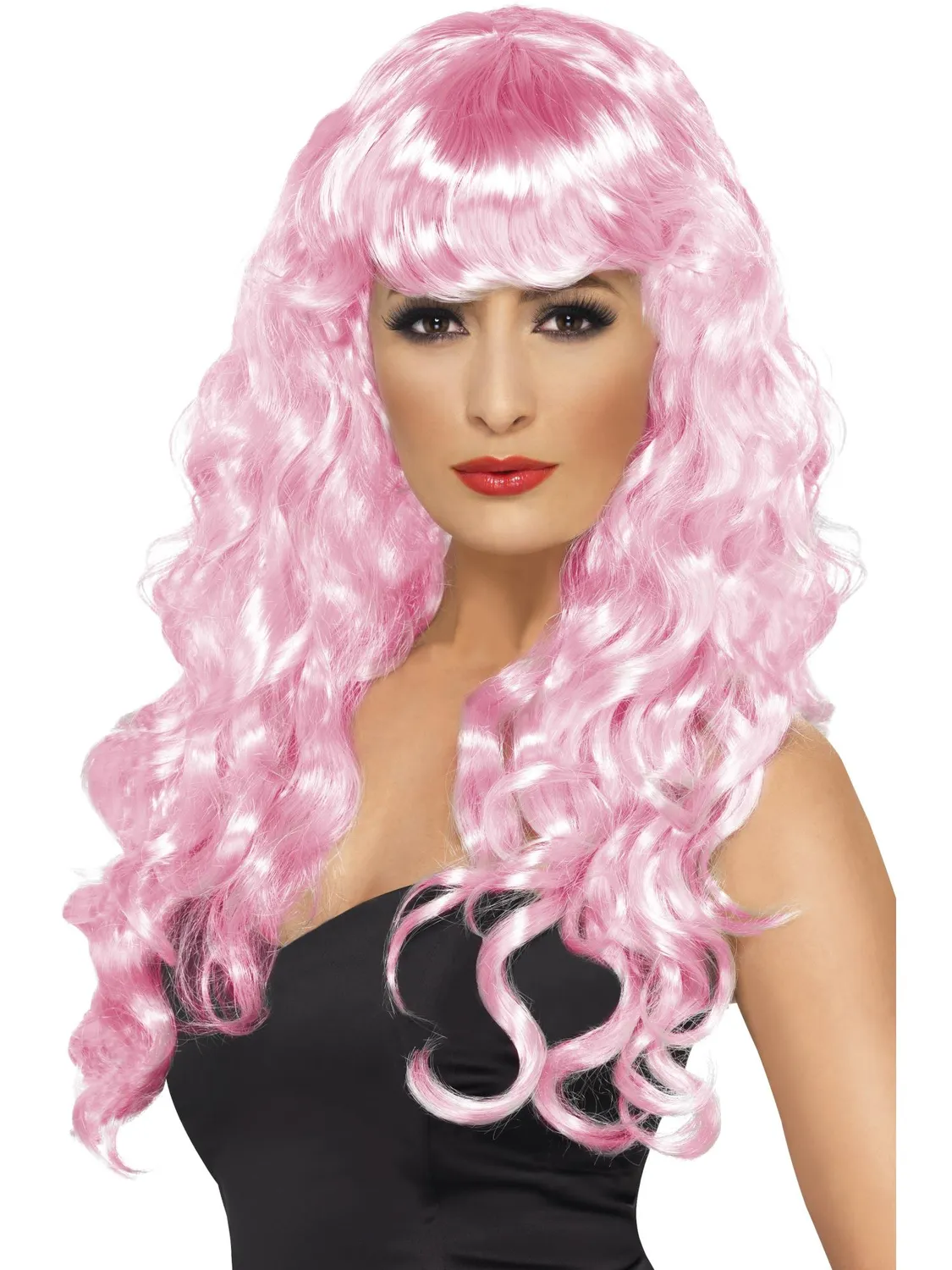 Smiffys Siren parrucca riccia viola lunga frangia donna