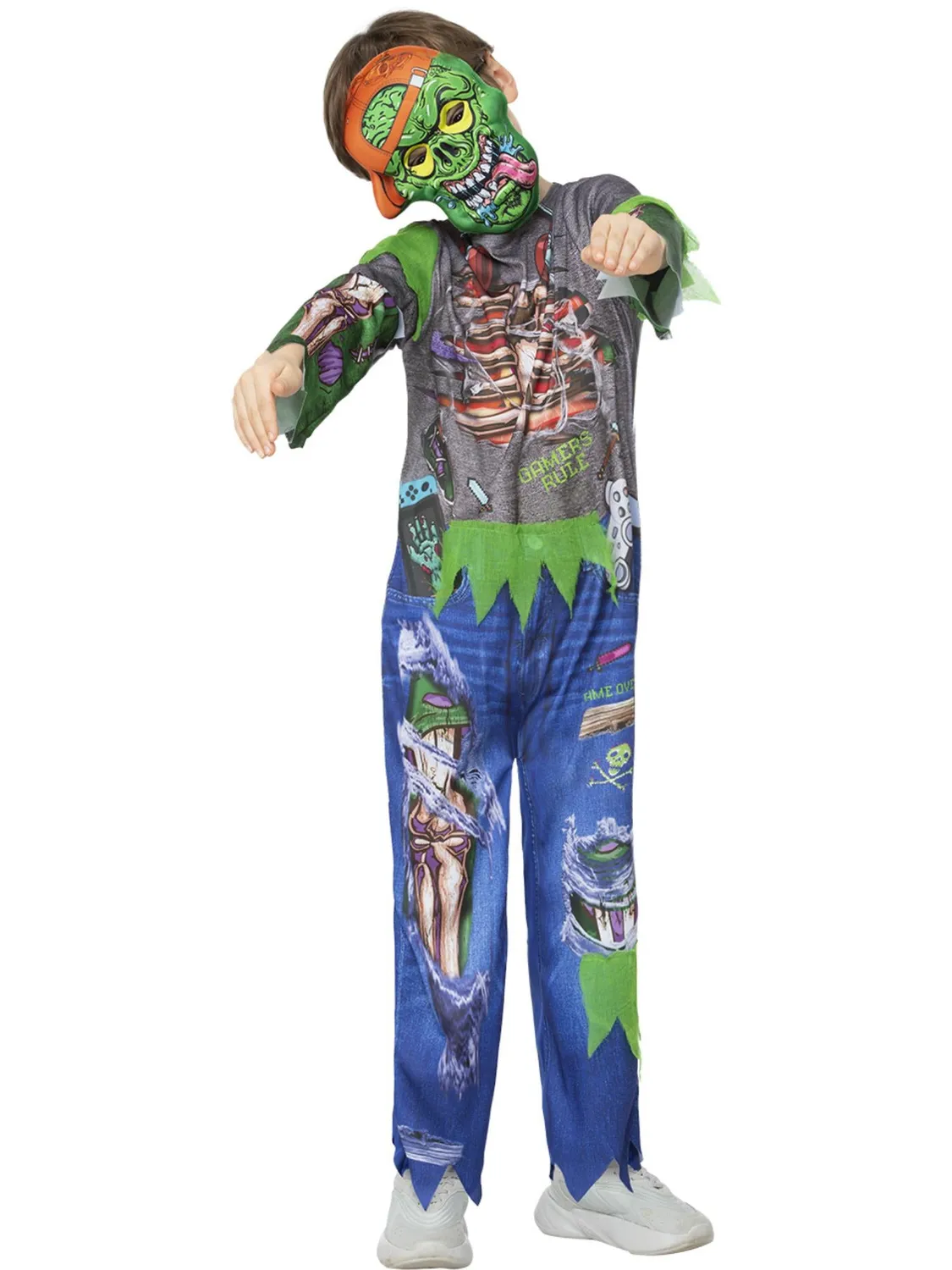 Smiffys Zombie Gamer costume bambino M maschera