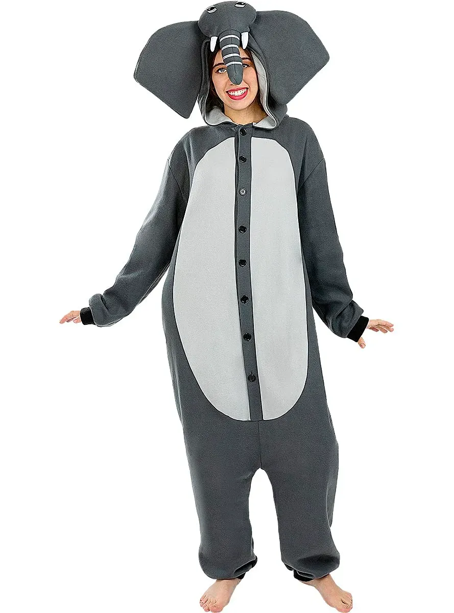 Funidelia Onesie Costume Elefante Adulto L-XL Grigio