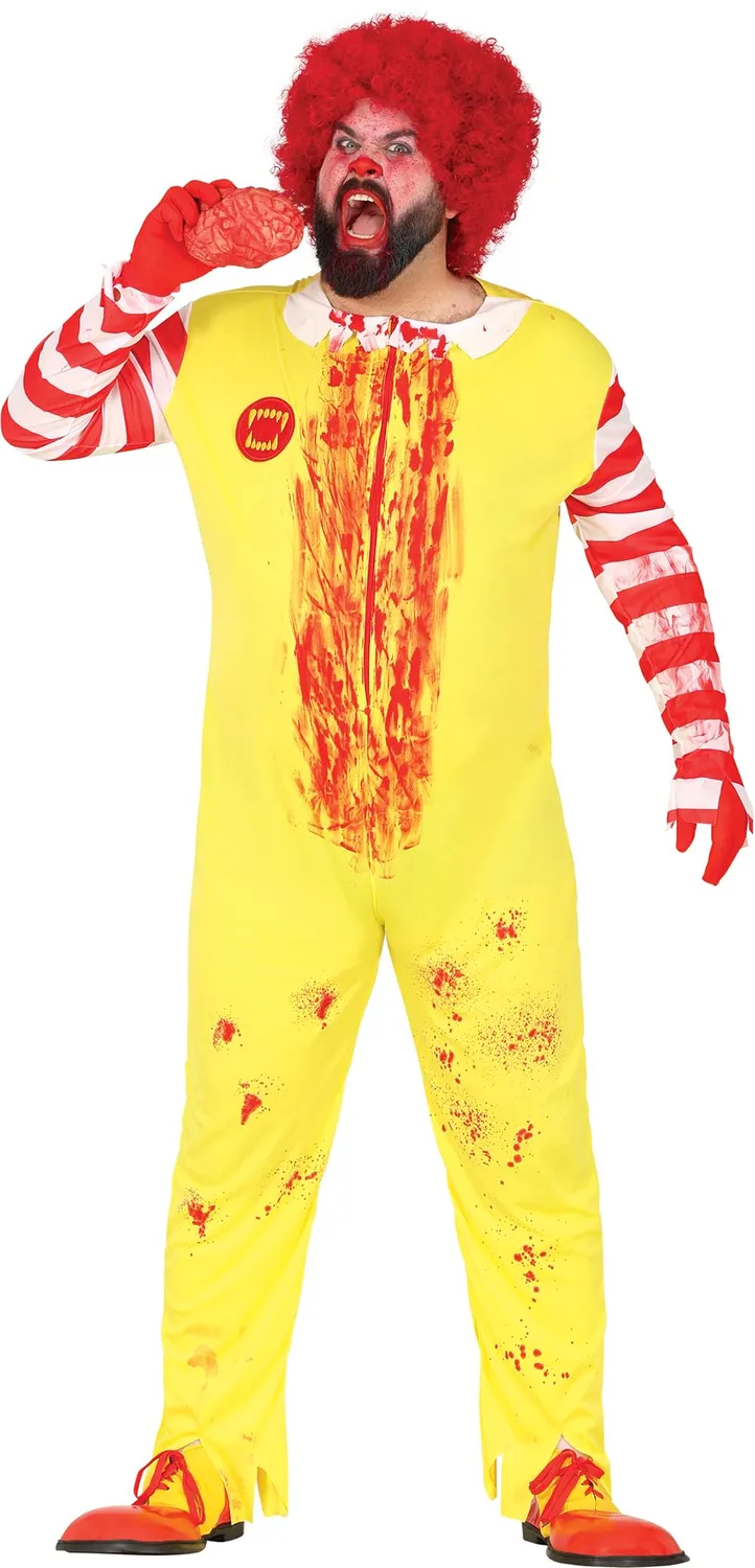 Guirca Costume Clown Burger Tuta Giallo Rosso L 52-54
