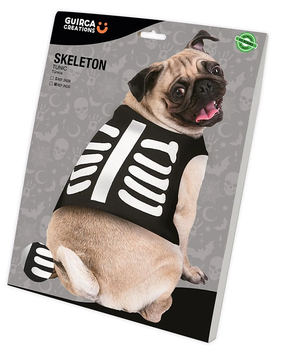 Fiestas Guirca Scheletro costume cane taglia S nero bianco