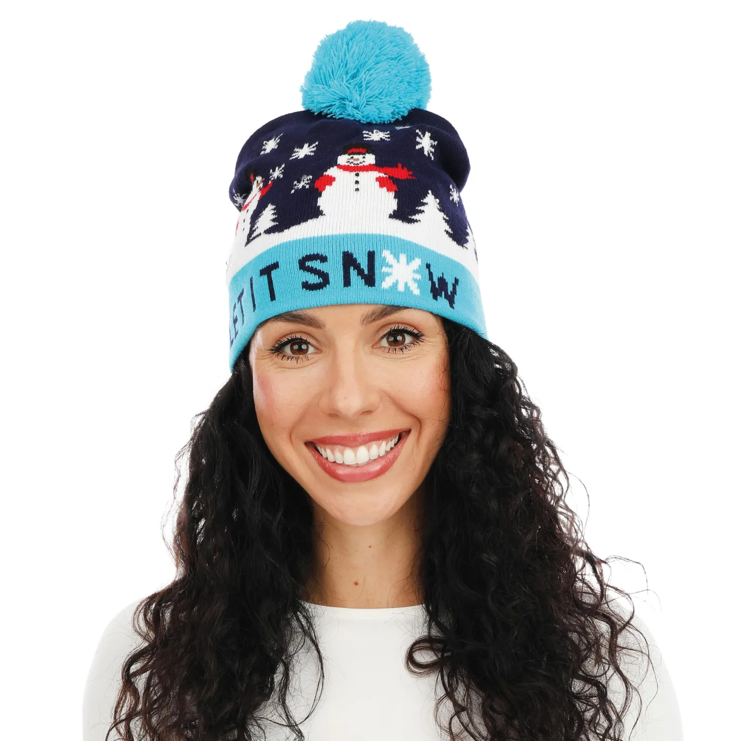 P'tit Clown Re19804 berretto Natale luminoso blu pupazzo neve