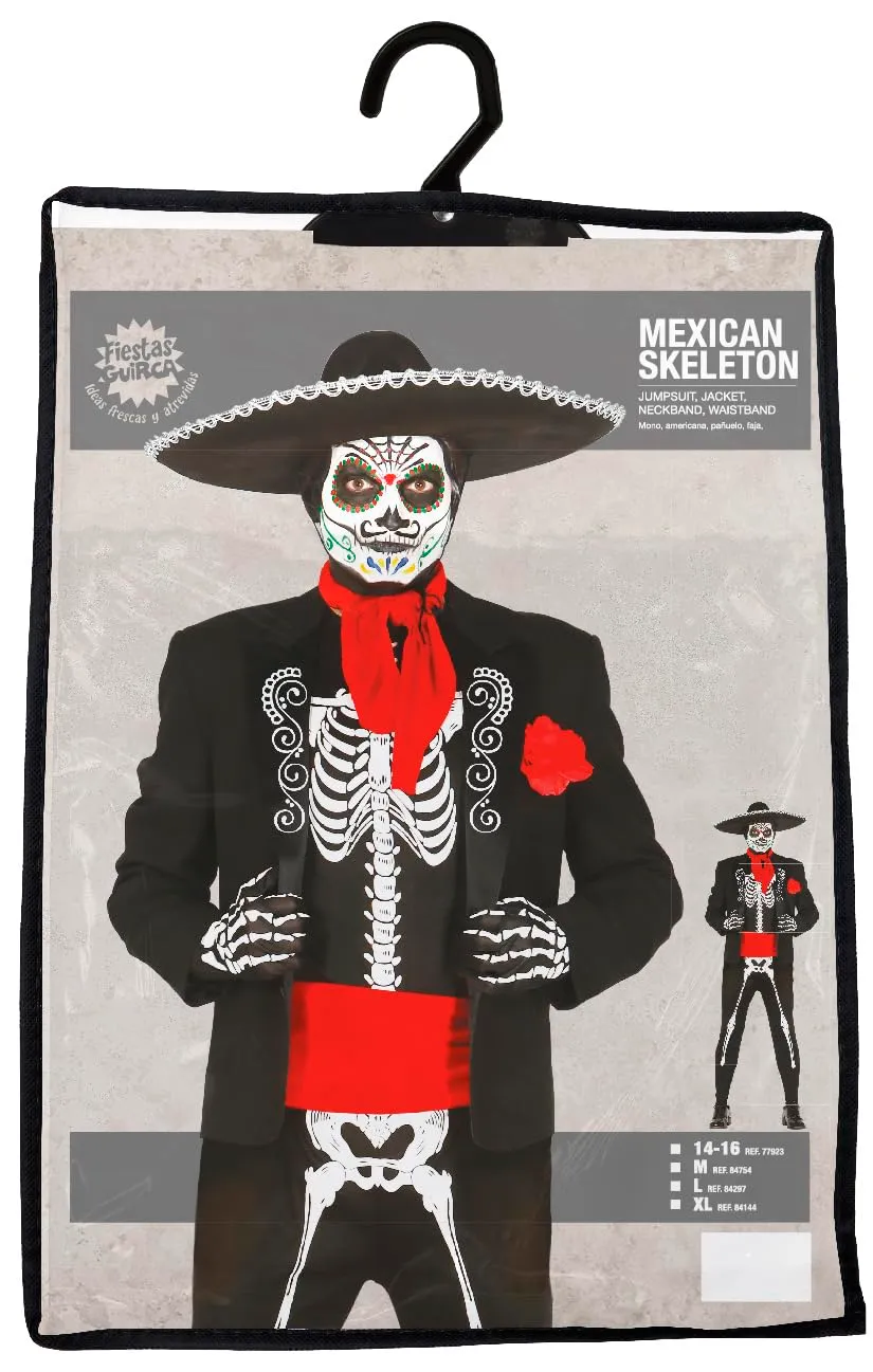 Guirca Scheletro Mariachi costume ragazzo L 52-54 nero