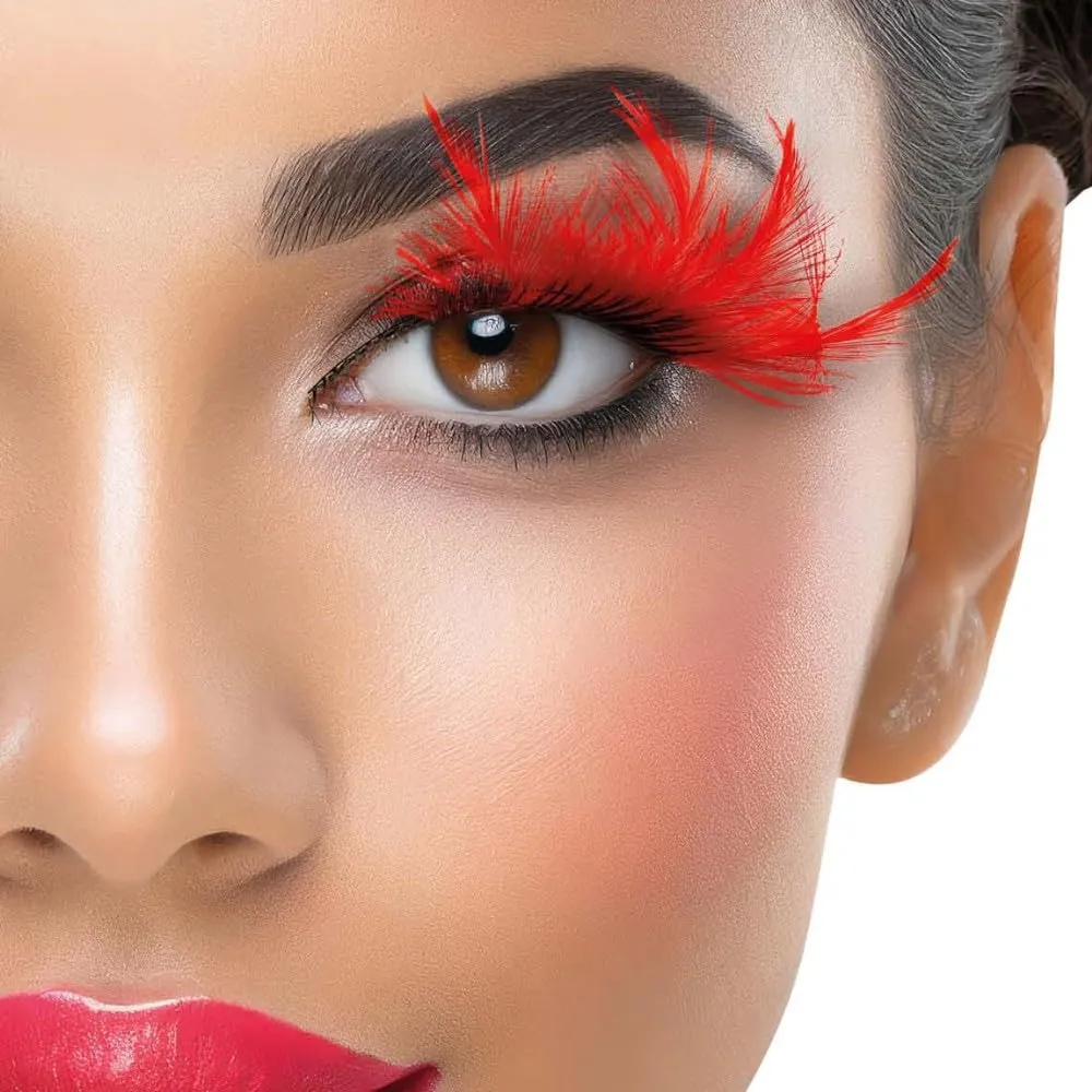 Fiestas Guirca GUI15064 ciglia finte piume rosse Halloween