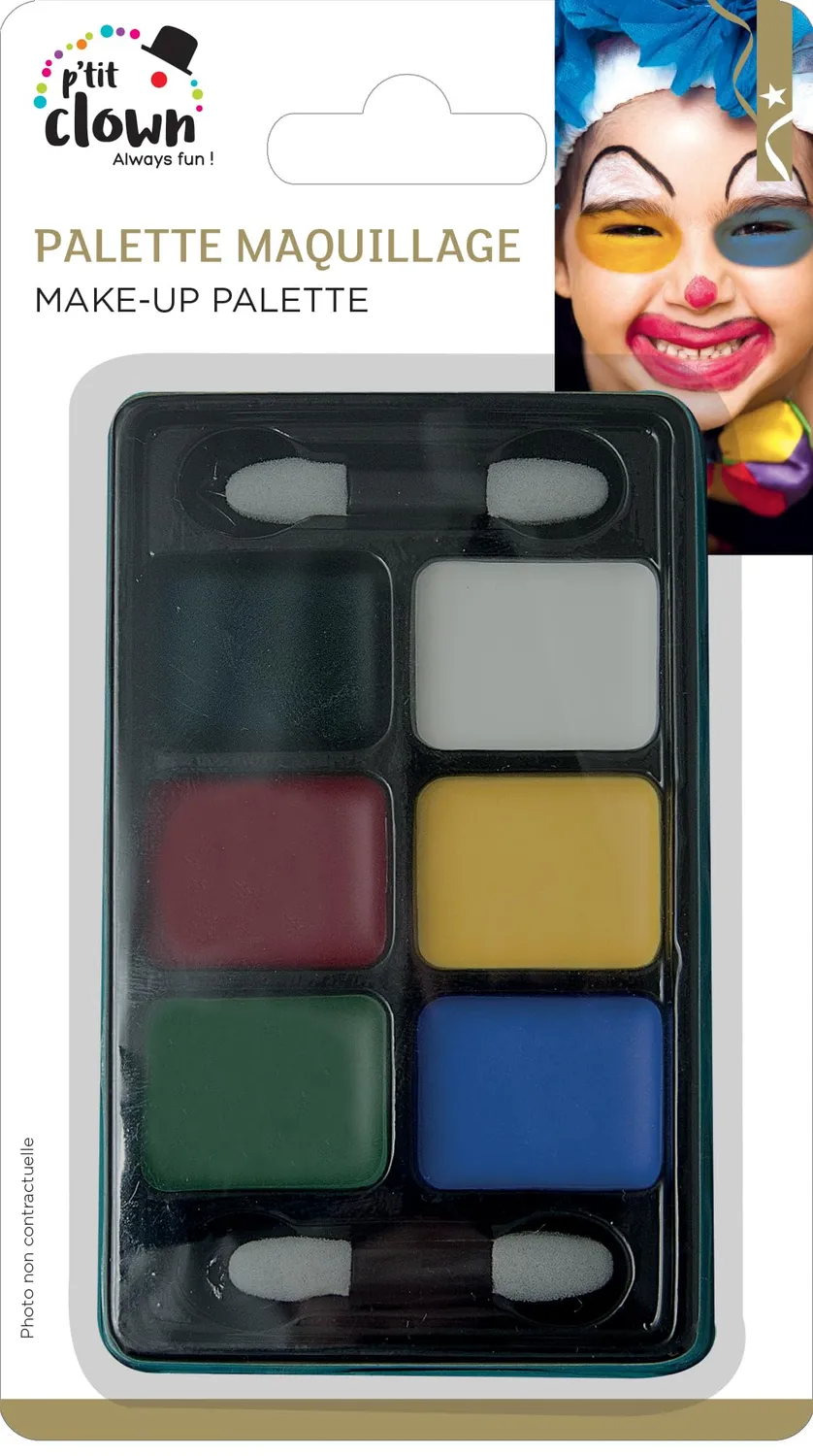 P'tit Clown 91011 Palette Trucco 6 Colori + 2 Applicatori