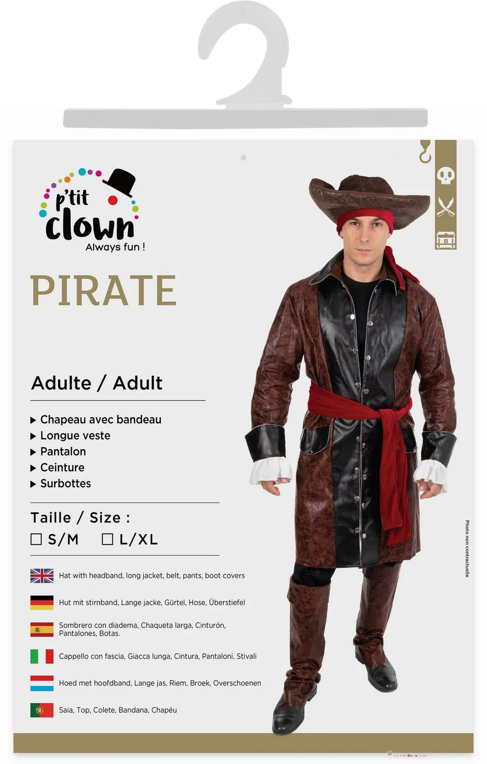 P'tit Clown re21069 costume pirata lusso L/XL adulto