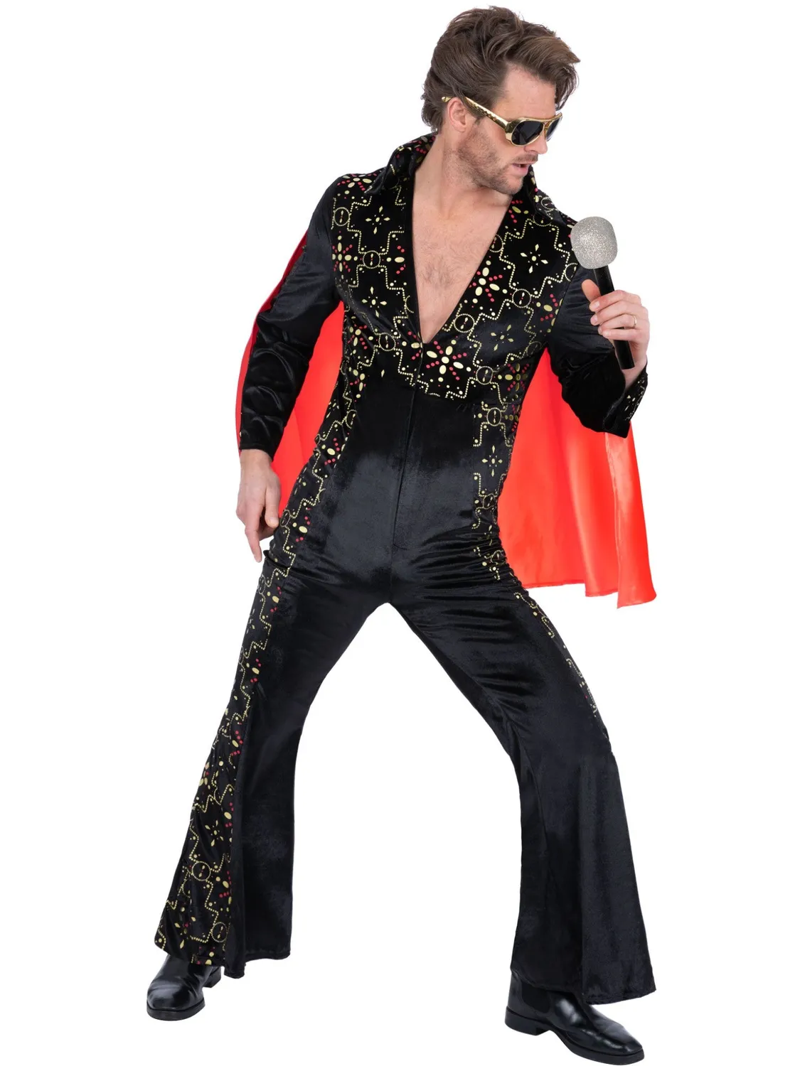 Smiffys Elvis Black costume uomo nero M strass
