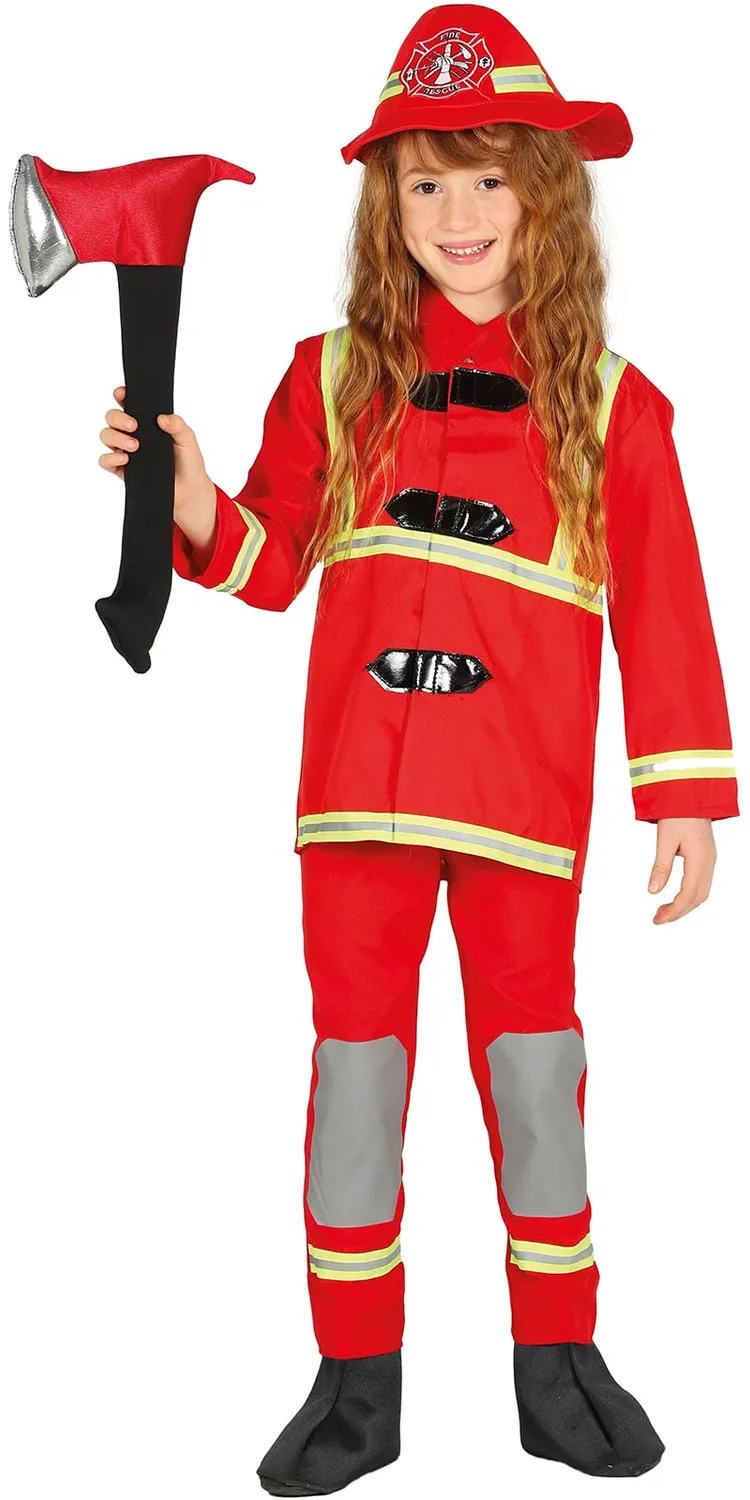 Guirca Costume Pompiere Rosso 5-6 Anni 3 Pezzi