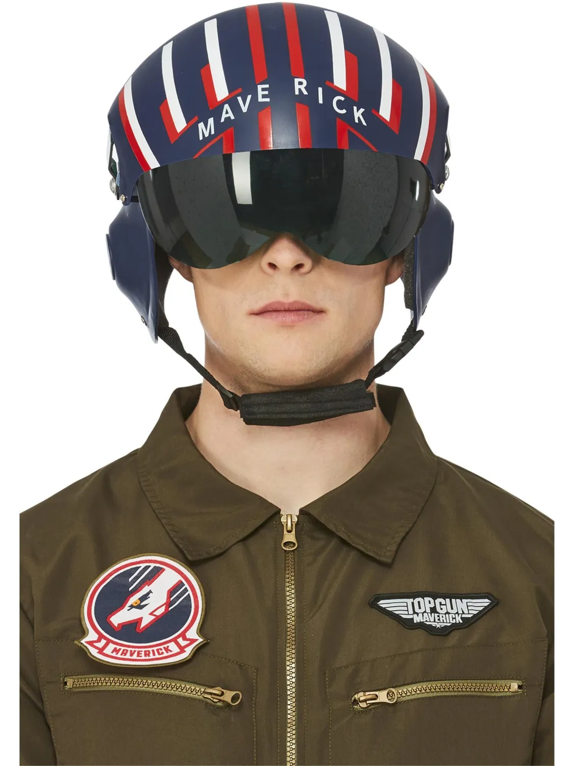 Smiffys Top Gun Maverick casco pilota blu rosso