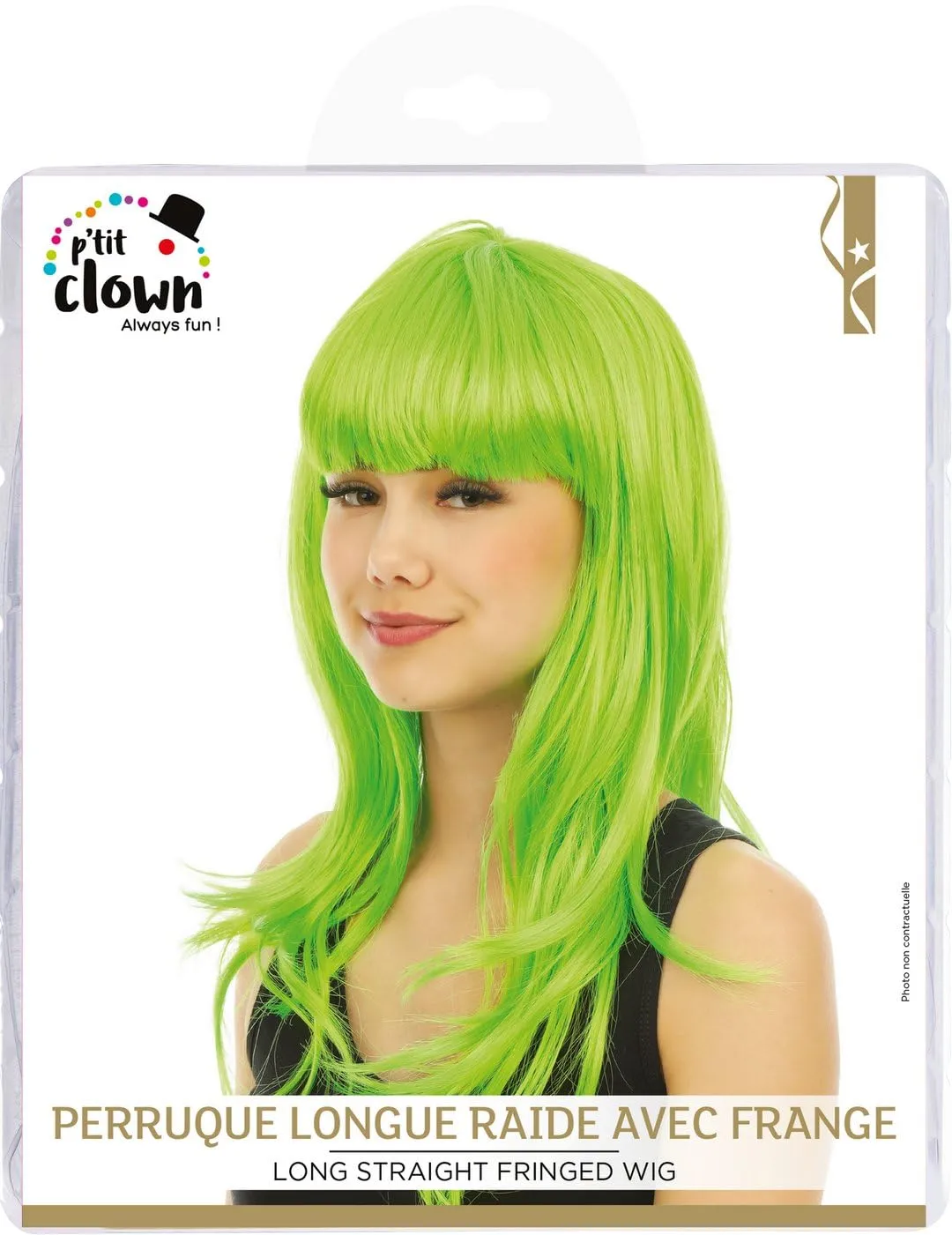 P'tit Clown Parrucca Lunga Verde con Frangia Donna