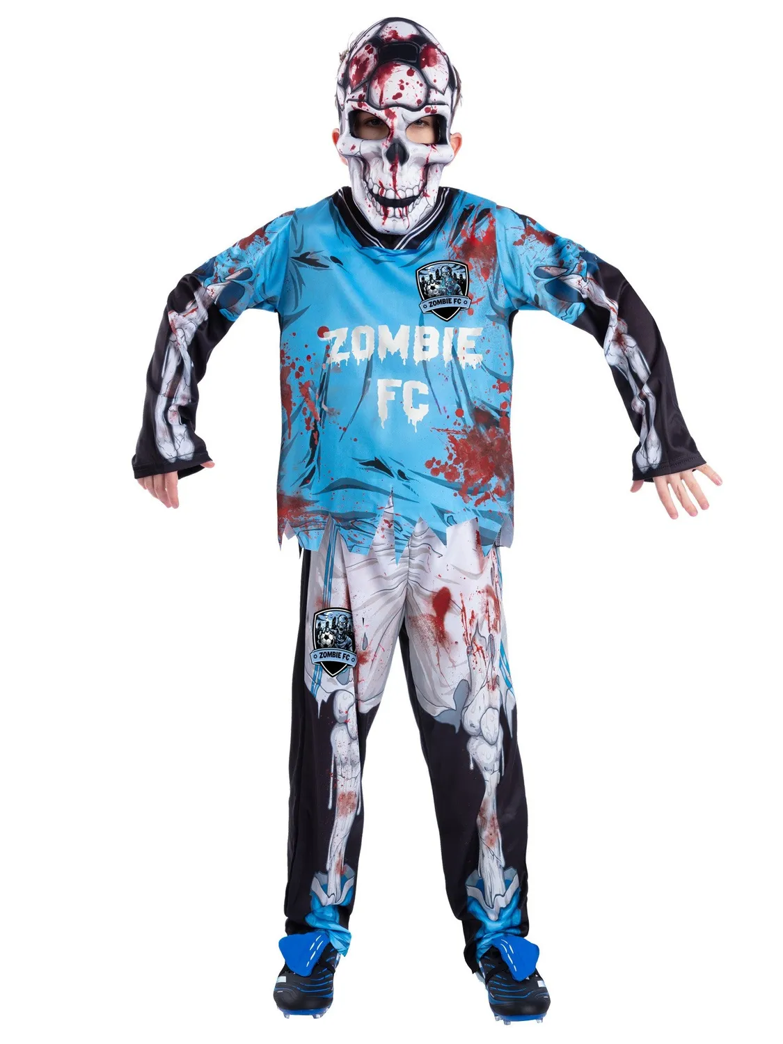 Smiffys Zombie FC costume calciatore scheletro blu 10-12 anni