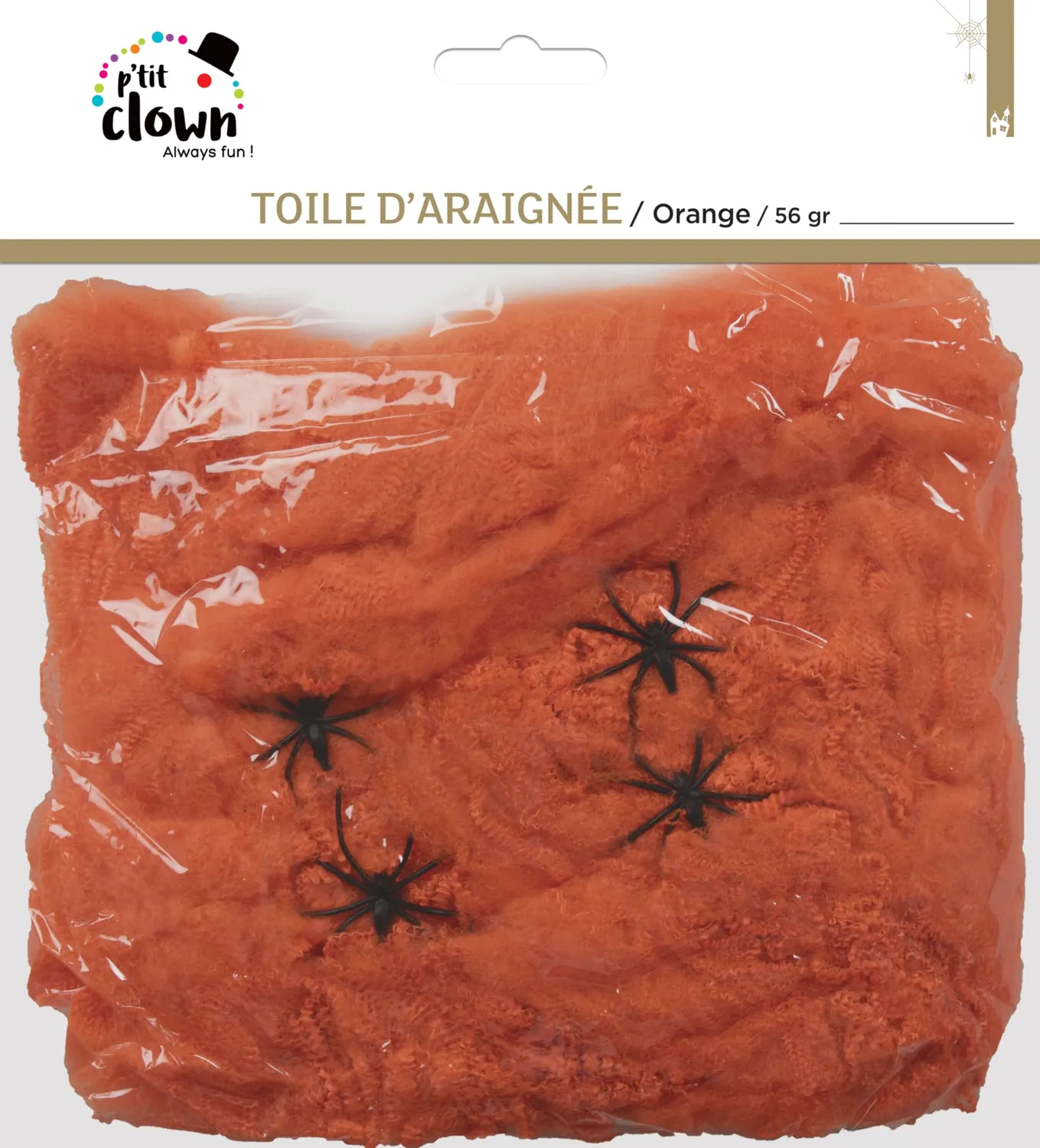 P'tit Clown Ragnatela decorazione arancione 4 ragni