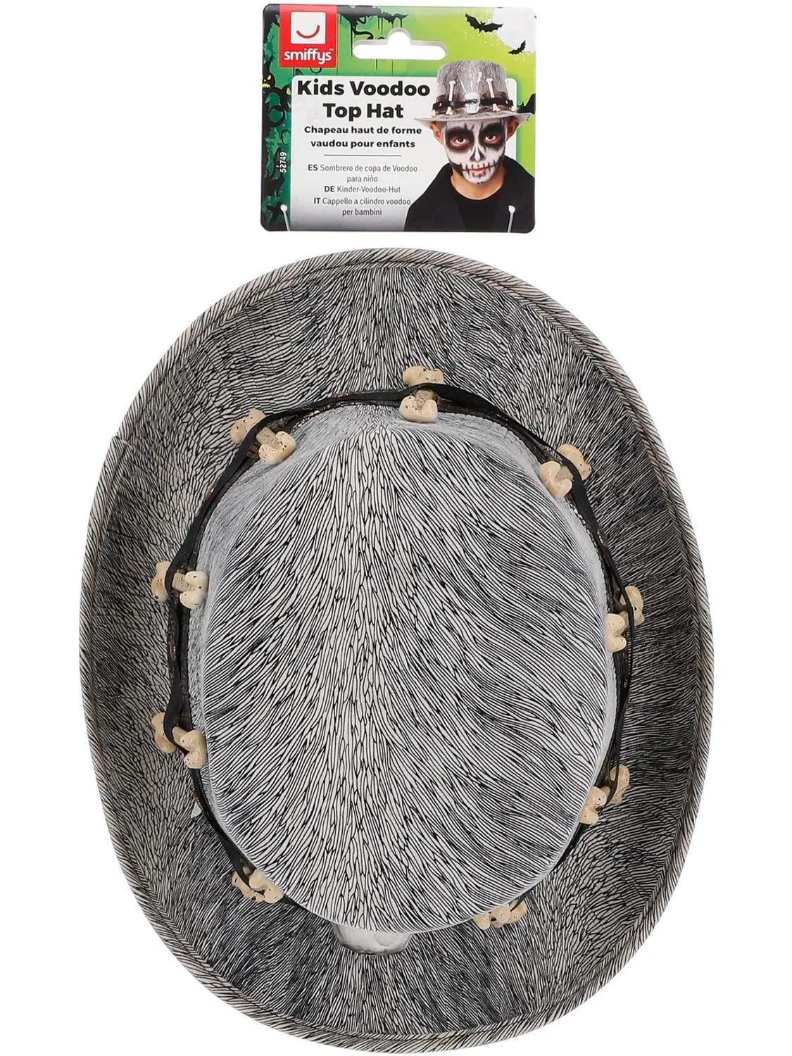 Smiffys Voodoo Cilindro Bambini Grigio con Teschio