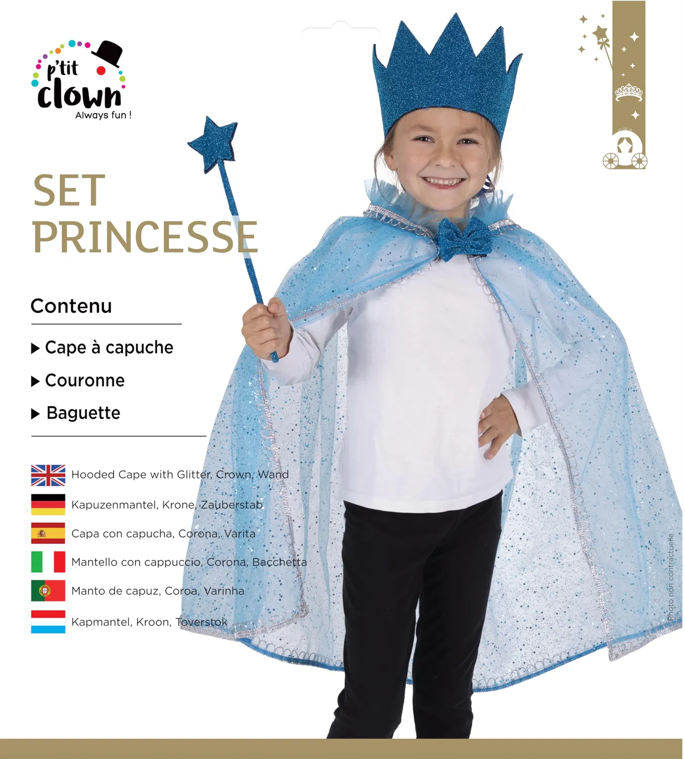 P'tit Clown Set Principessa Bambina Paillettes Corona