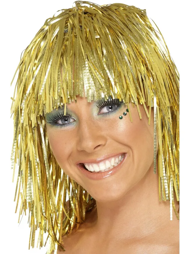 Smiffys Cyber Tinsel Wig parrucca argento caschetto adulto