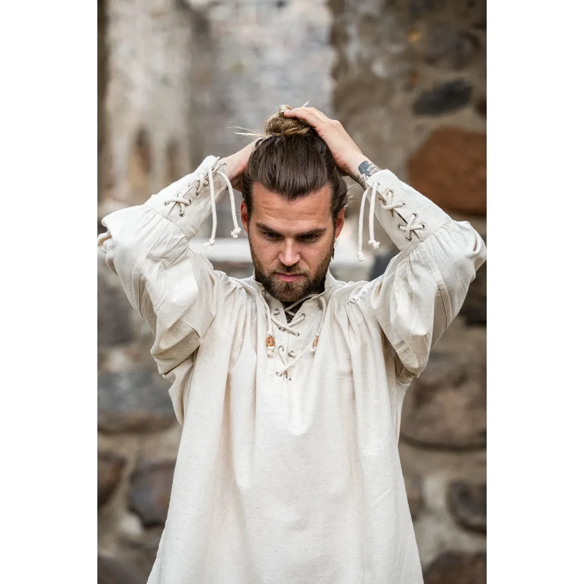 La Bottega di Merlino Claude camicia medievale cotone polsino