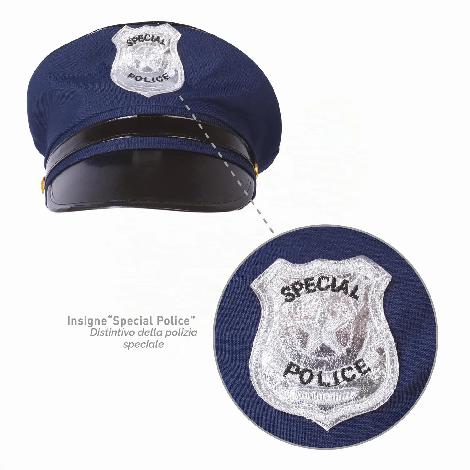 P'tit Clown 17460 Cuffia Poliziotto Adulto Blu regolabile