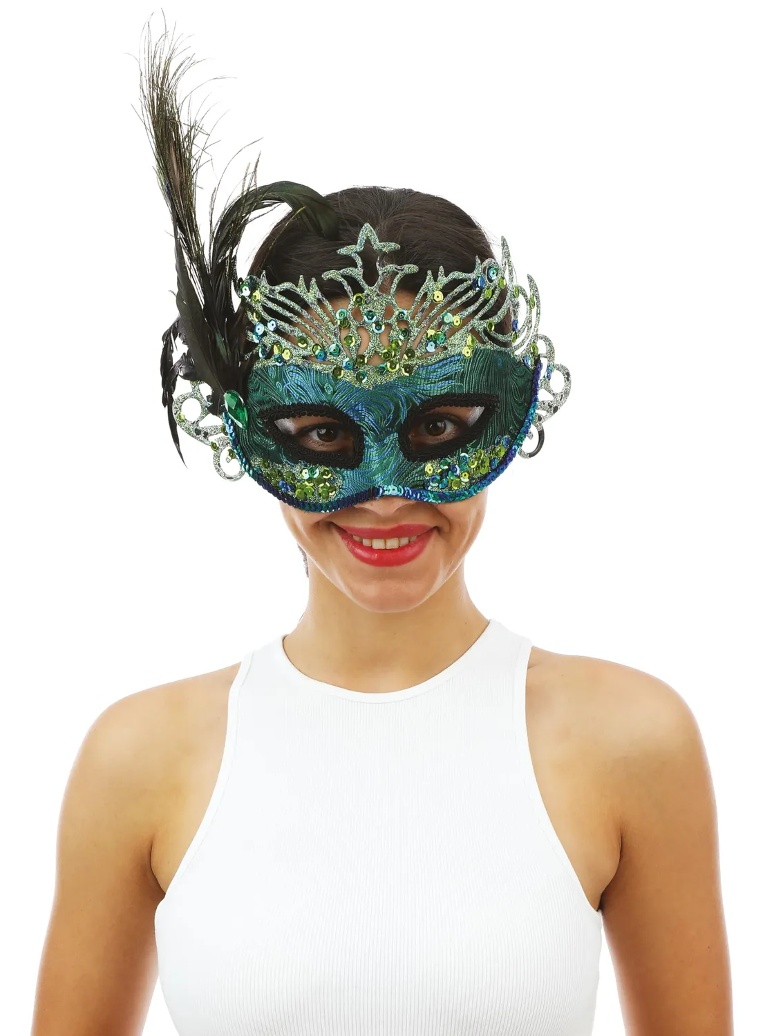 P'tit Clown 23375 maschera lupo pavone paillettes lusso