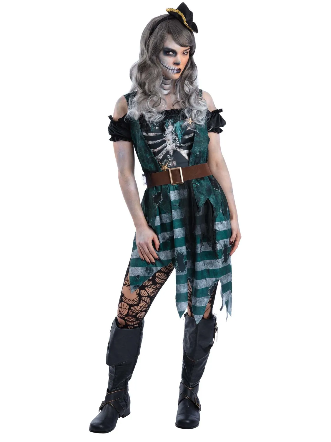 Smiffys Costume Pirata Scheletro Donna con cappello S-L