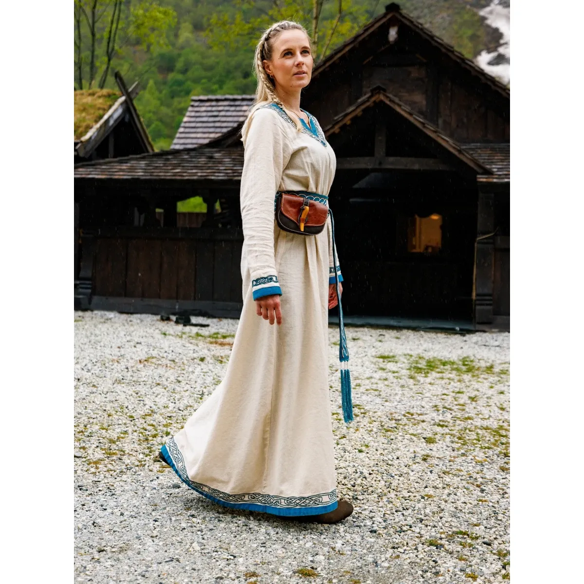 La Bottega di Merlino Lagertha abito medievale cotone naturale blu