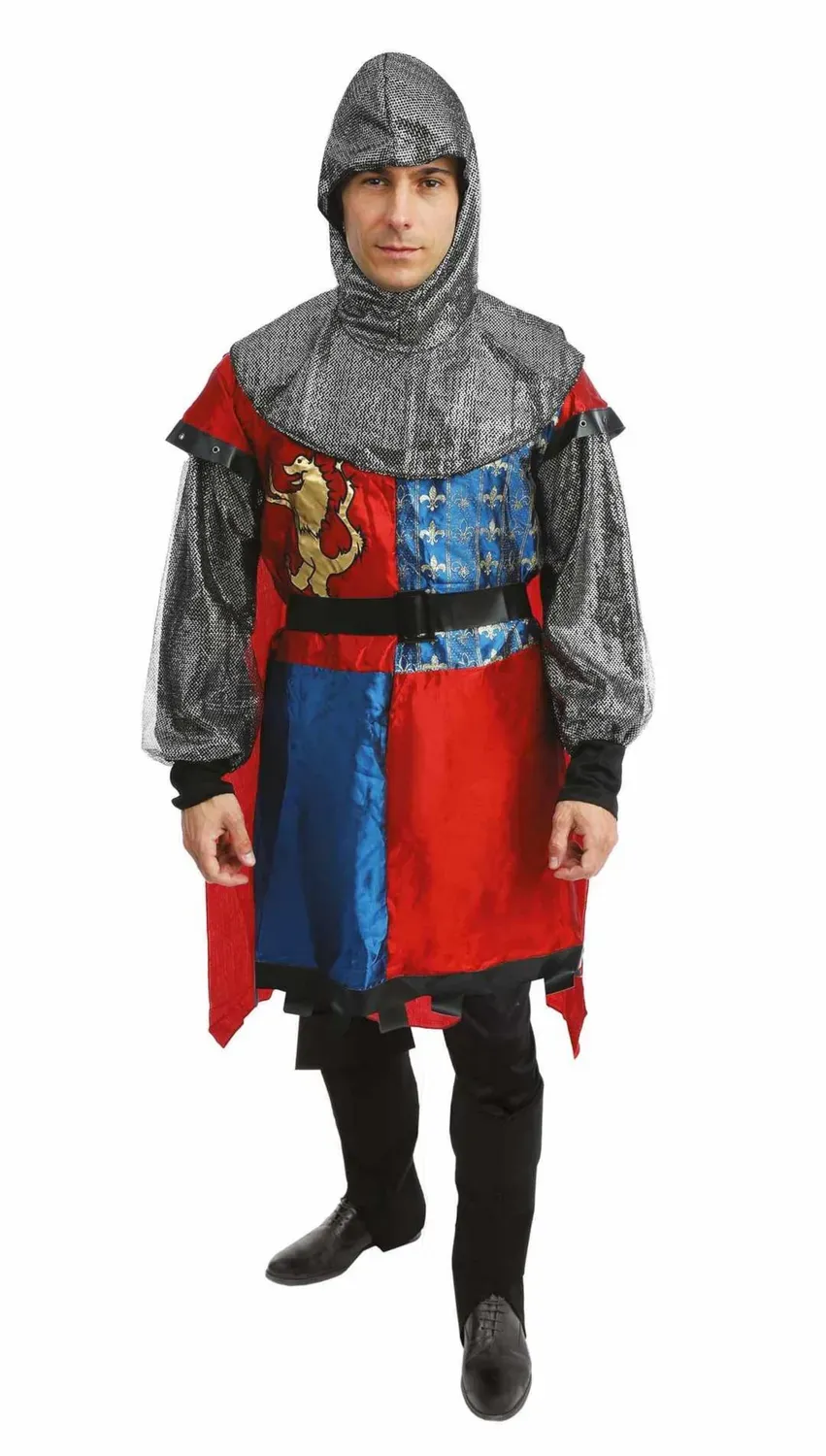 P'tit Clown Cavaliere Medievale costume adulto L-XL rosso blu