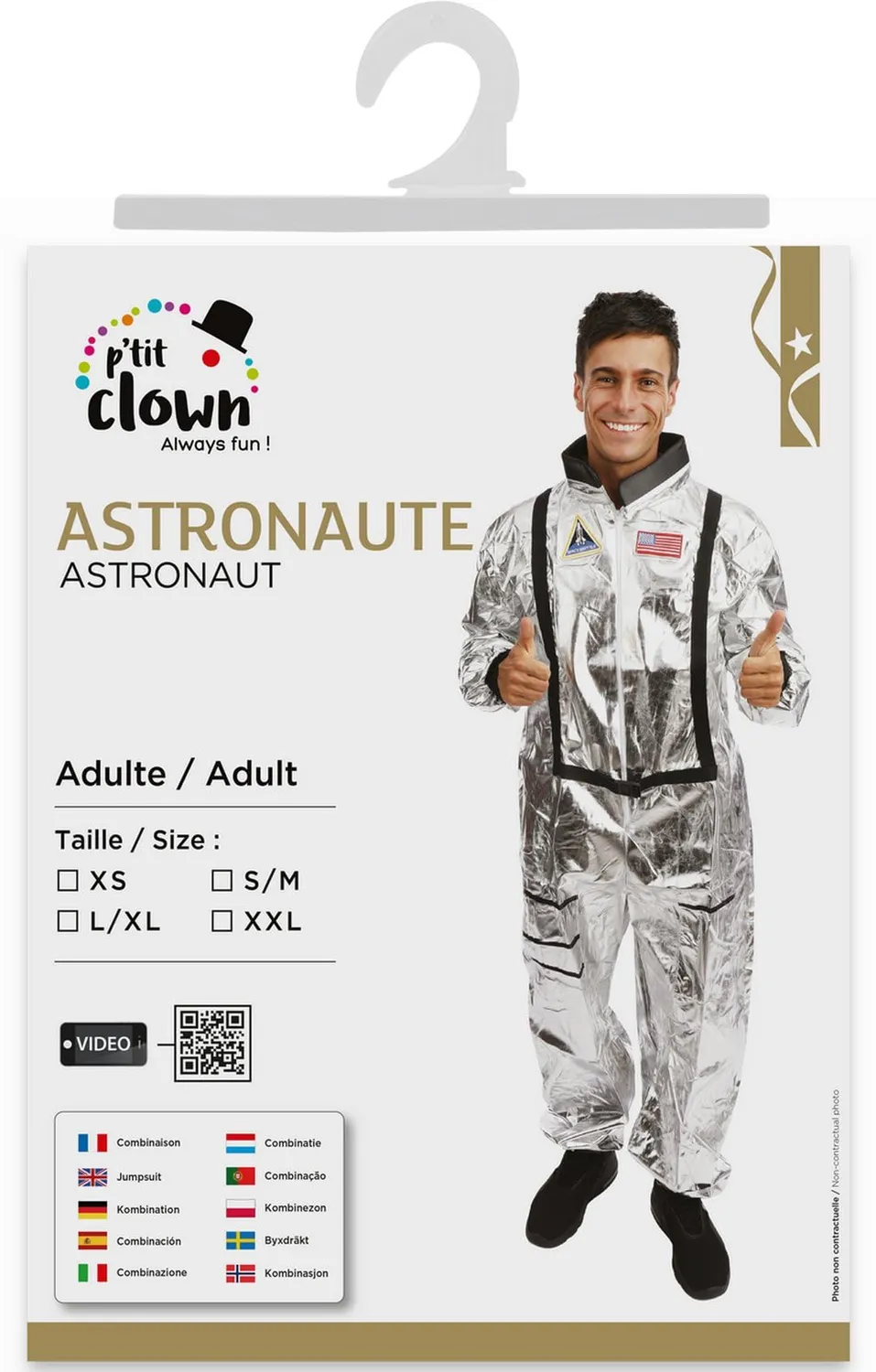 P'tit Clown costume astronauta adulto grigio S-M