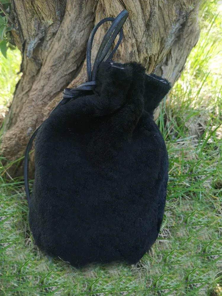La Bottega di Merlino Borsetta Pelliccia Vera Pelle Agnello 18 cm