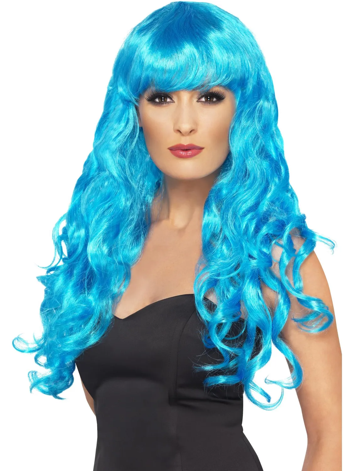 Smiffys Siren parrucca riccia viola lunga frangia donna