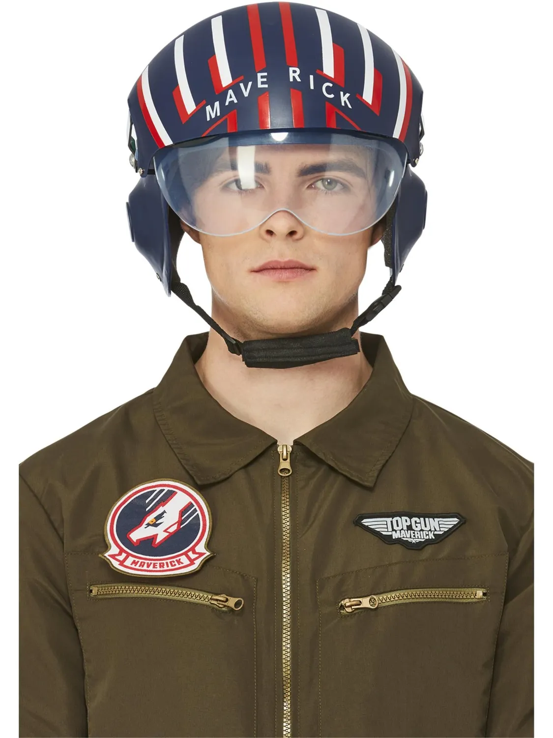 Smiffys Top Gun Maverick casco pilota blu rosso