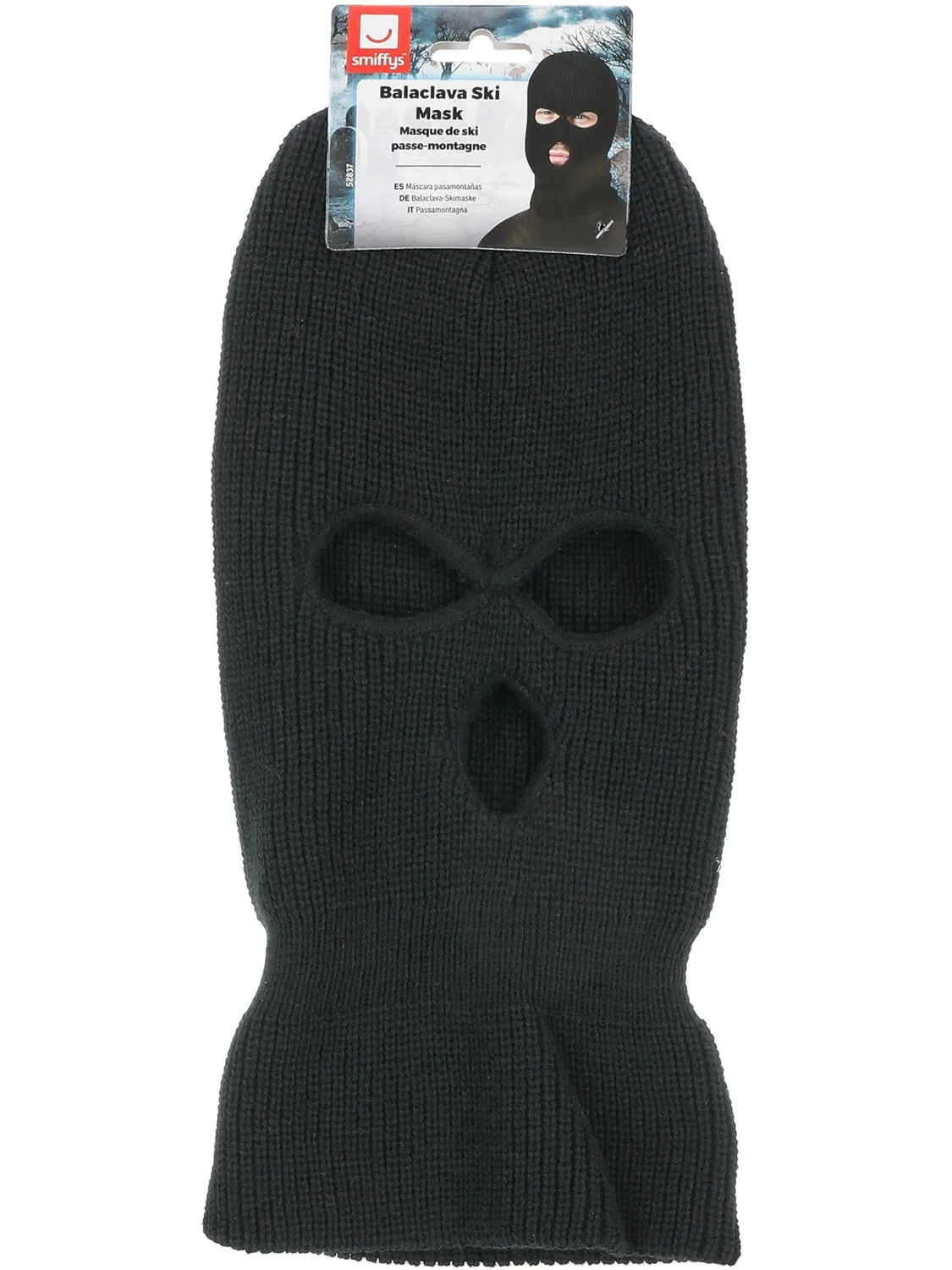 Smiffys Balaclava passamontagna adulto nero in maglia