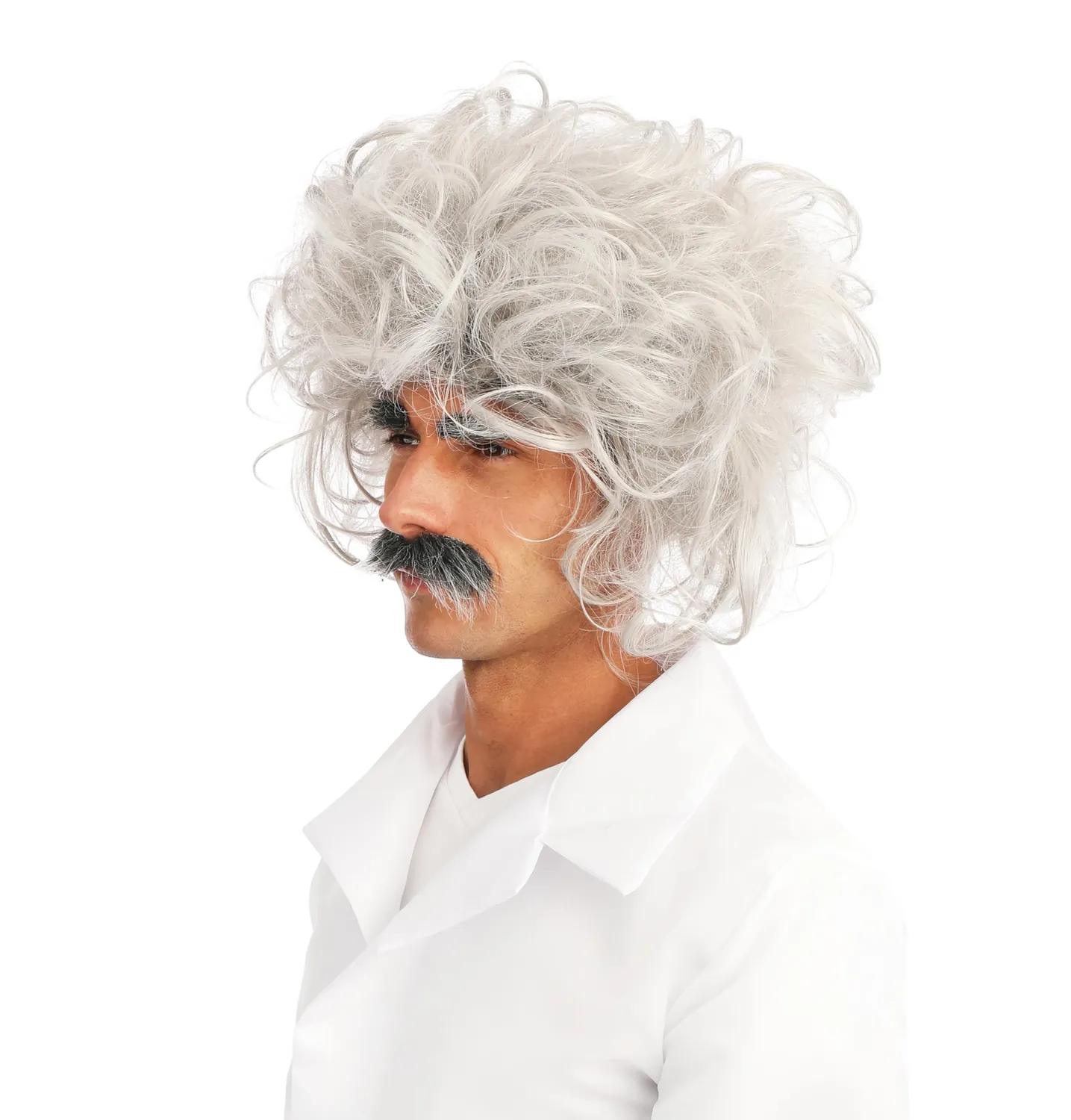 P'tit Clown Einstein parrucca bianca con baffi e sopracciglia