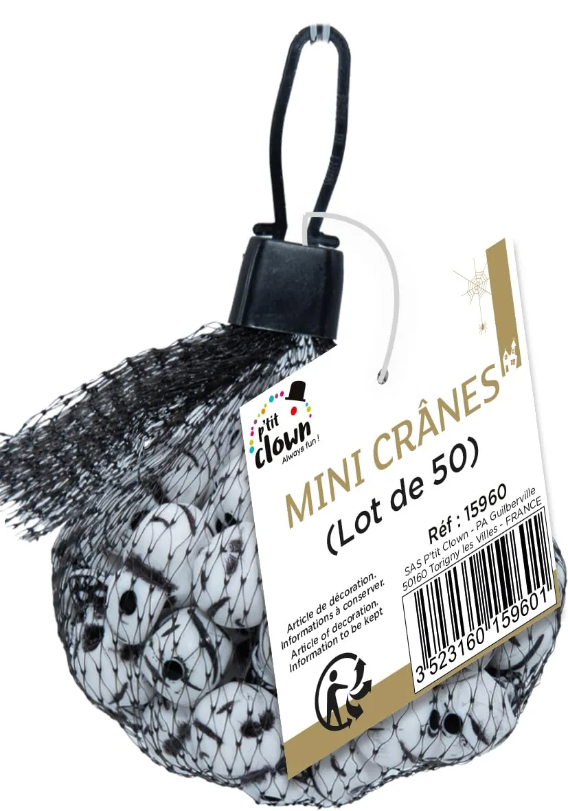 P'tit Clown Mini Teschi Bianchi 2,5 cm Confezione 50 Pezzi