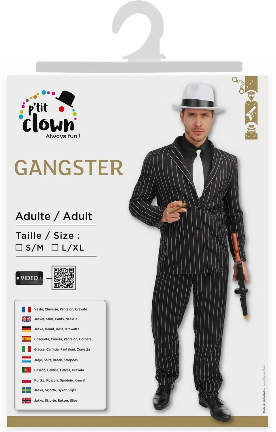 P'tit Clown costume gangster anni 20 mafioso adulto