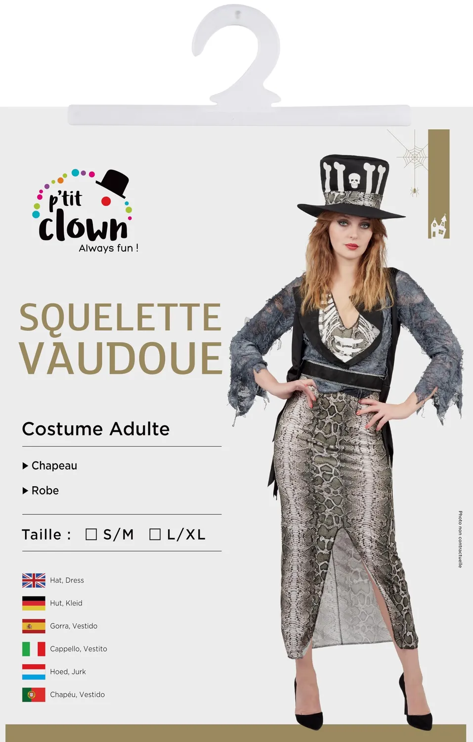 P'tit Clown 22125 costume voodoo donna S/M con cappello