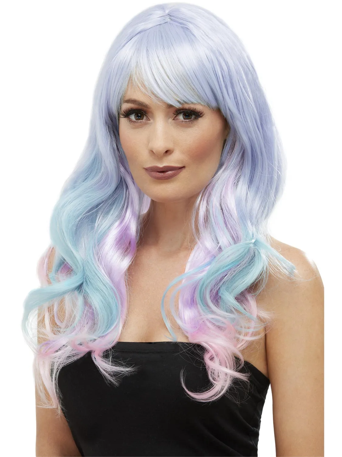 Smiffys Fashion Ombre parrucca lunga grigio lilla