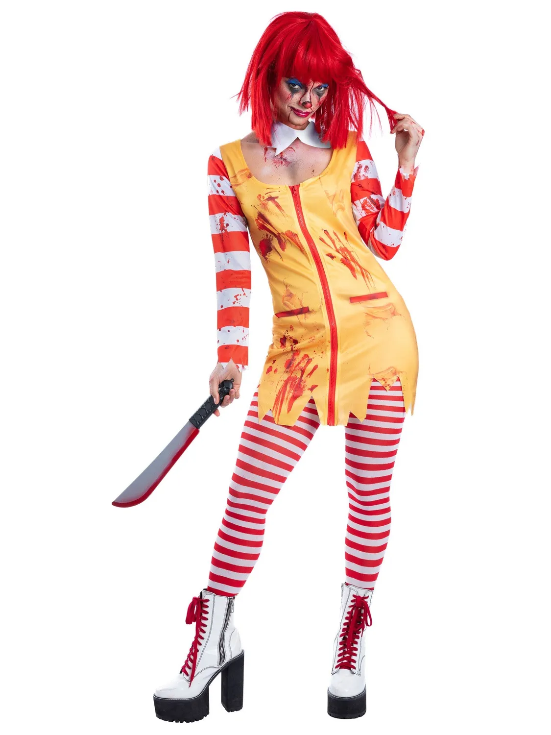 Smiffys Kreepy Killer costume clown donna giallo rosso