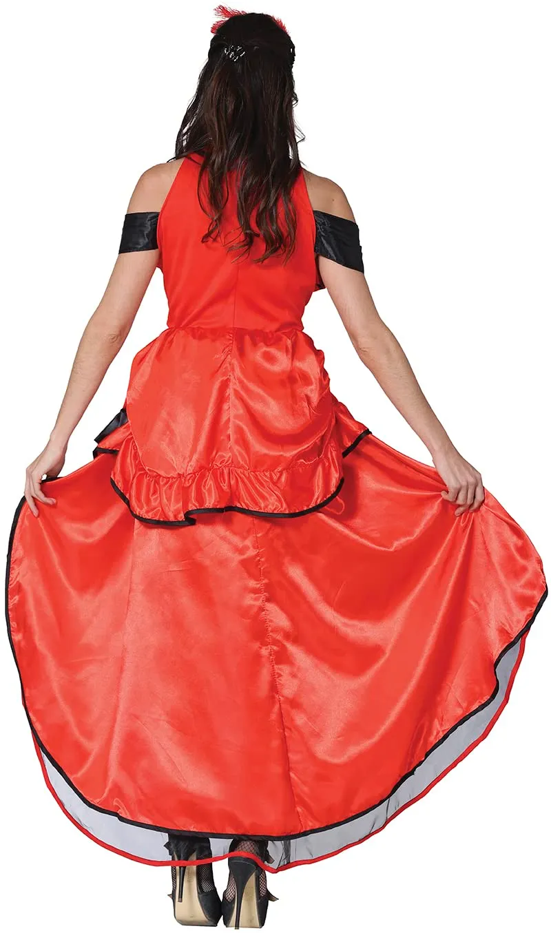 Guirca Can-Can Cowgirl costume donna L rosso e nero