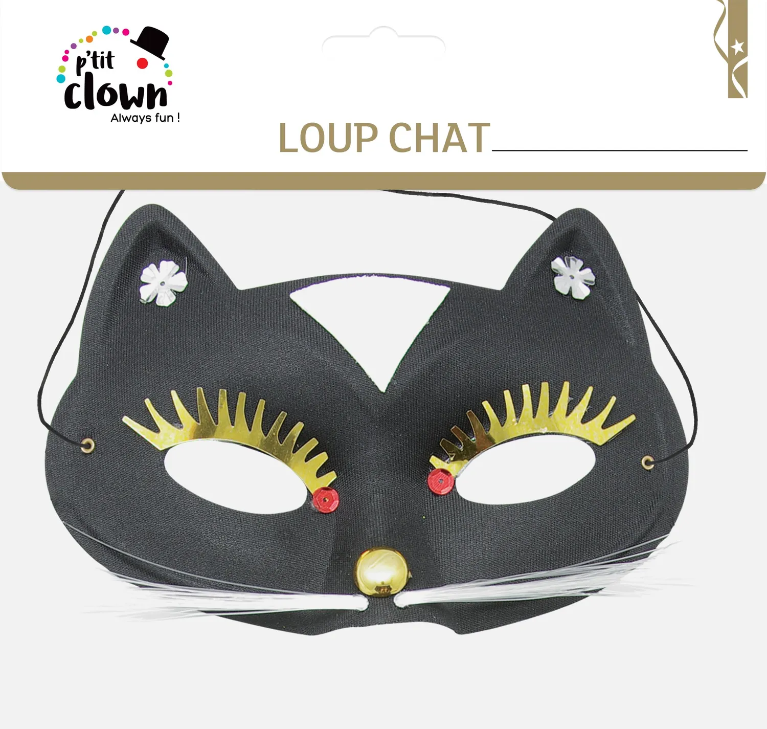 P'tit Clown 10020 Maschera Domino Gatto con Baffi