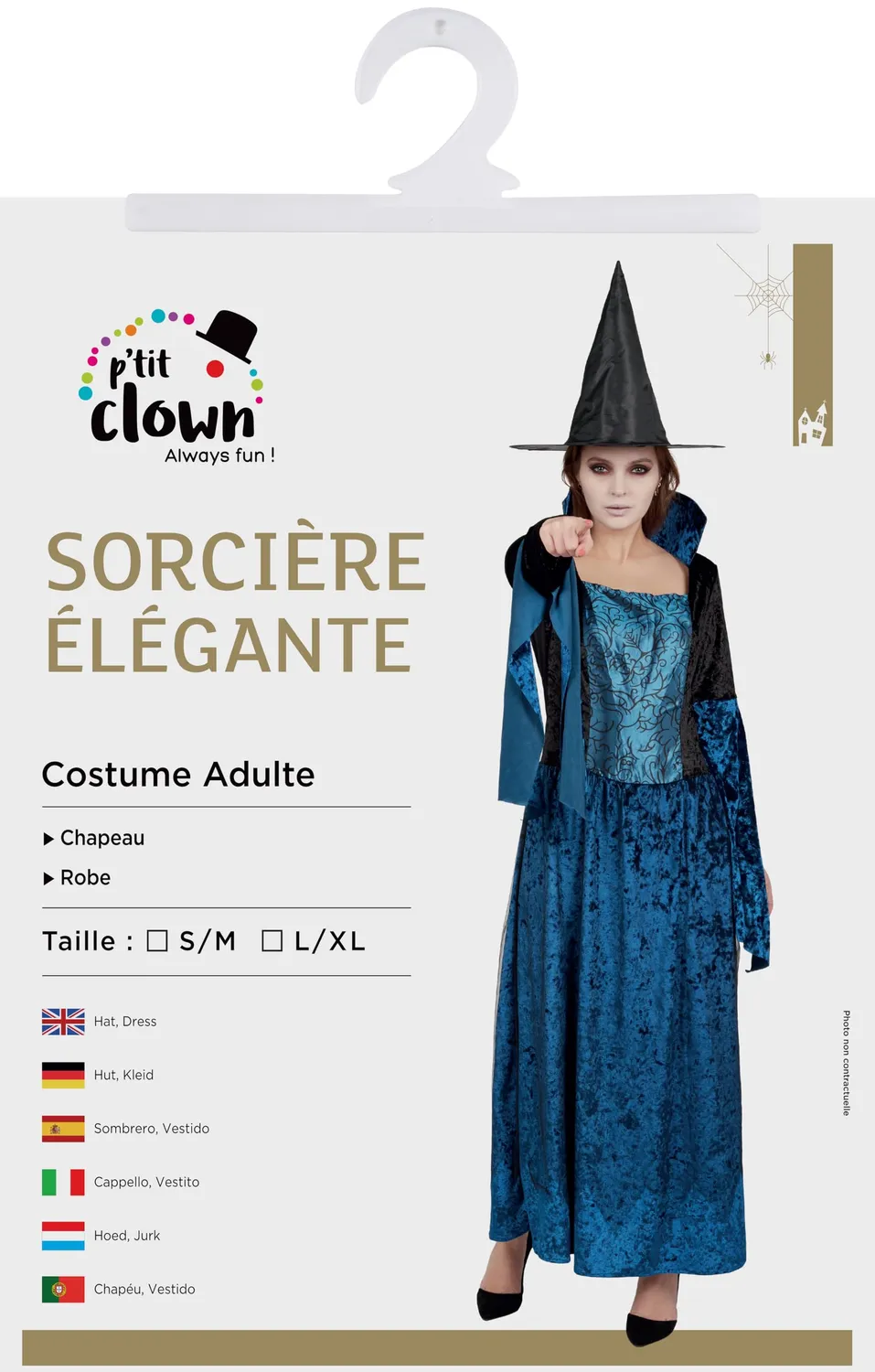P'tit Clown Re22119 Costume Strega Adulto S/M Halloween