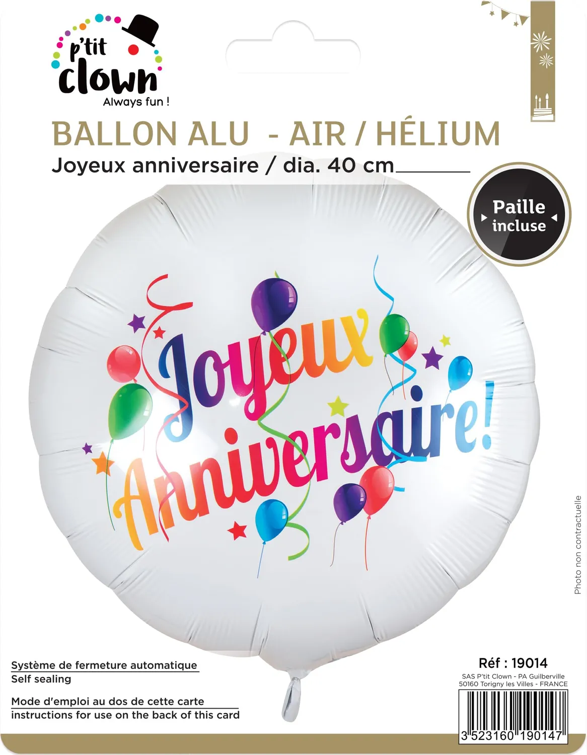 P'tit Clown Joyeux Anniversaire Palloncino 40 cm